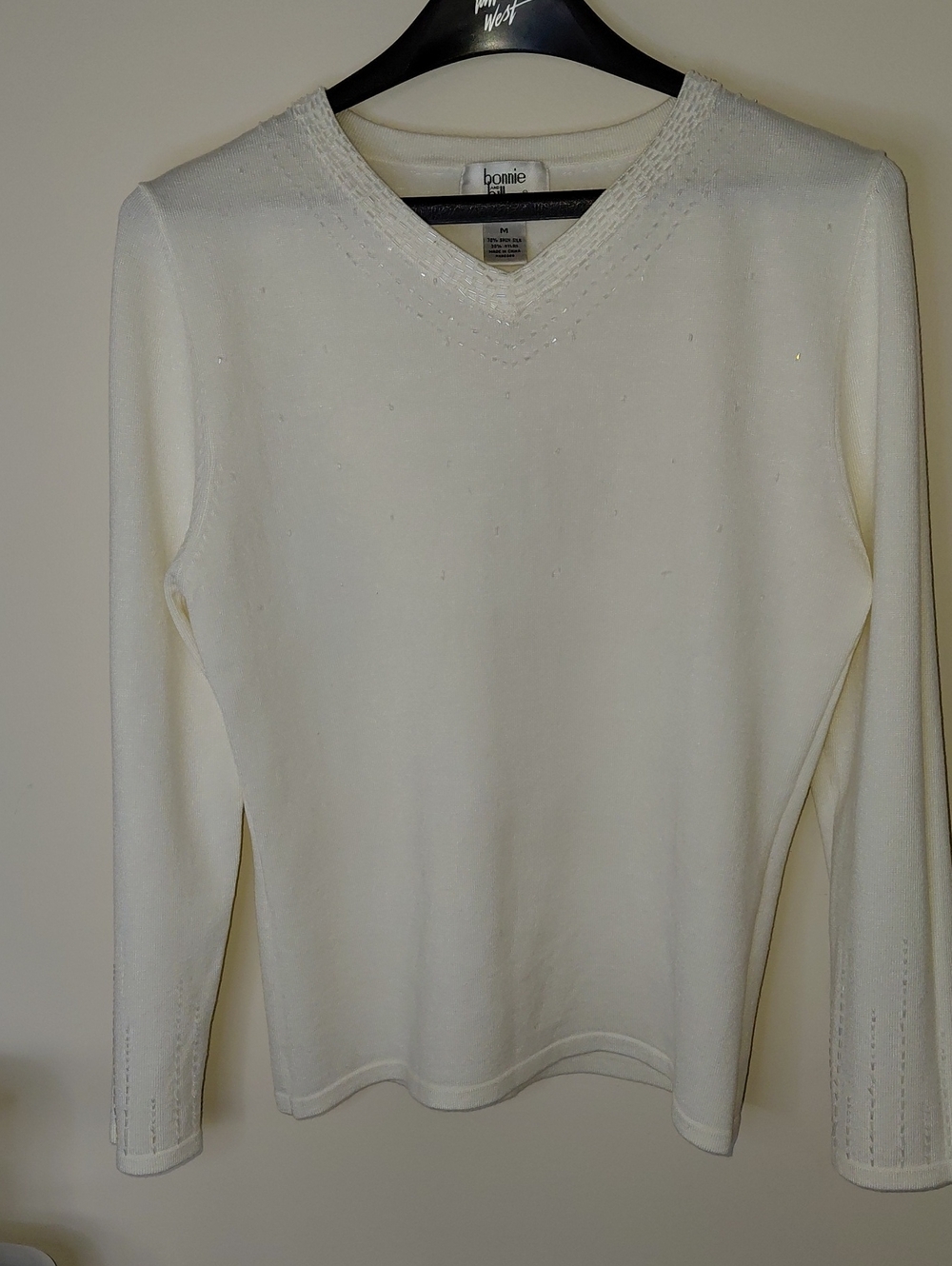 Vintage 90s BONNIE and BILL Beaded Silk Sweater Sz M